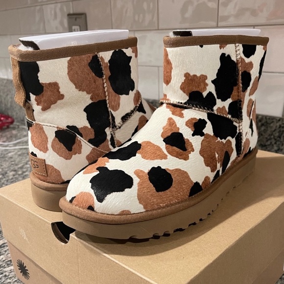 UGG® Classic Mini Cow Print Boots - Picture 7 of 10
